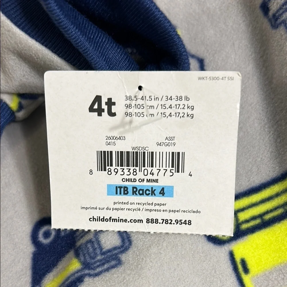 Carter's 4T Gray and Yellow Footed One Piece with Zip-Up Front